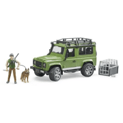 Land Rover Defender met boswachter en hond - Bruder 02587